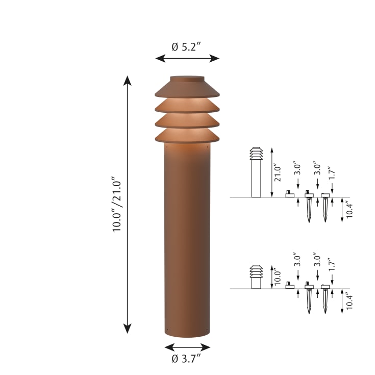 Louis Poulsen Bysted Garden trädgårdslampa, 2700K, ankare, corten, låg