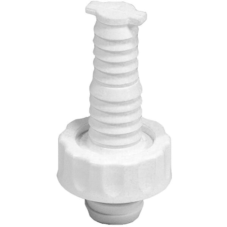 Slangenippel 1", med omløber, plast, hvid