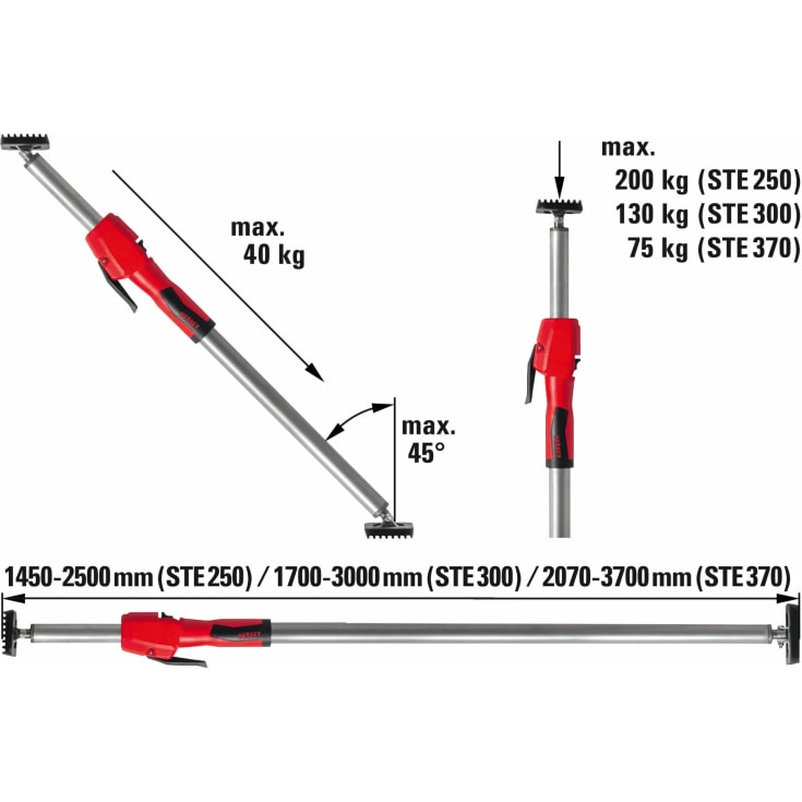 Bessey tak och monteringsstöd STE, 1,45 - 2,50 m