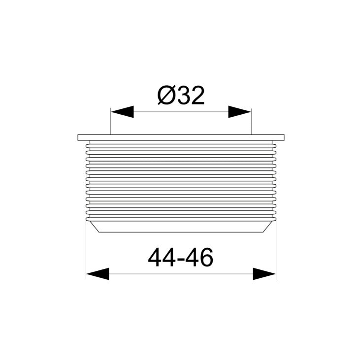 Purus gumminippel Ø45/32 mm svart