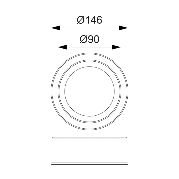 Purus gummimanschett, Ø146/90 mm, svart