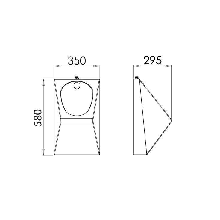 Purus V345 urinal, enmanns, slipt rustfritt stål