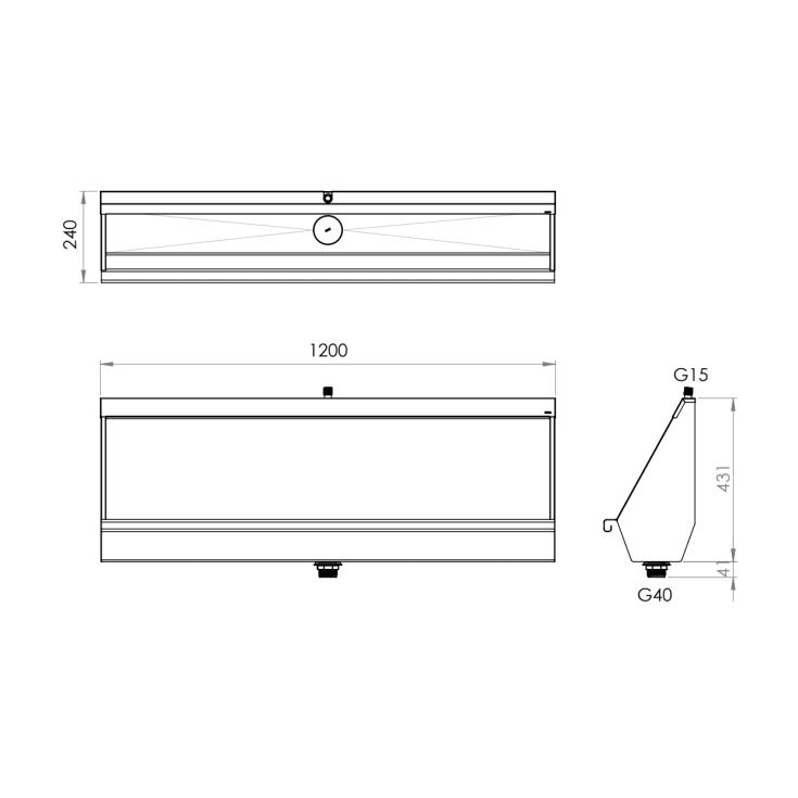 Purus V301 urinal, slebet rustfrit stål