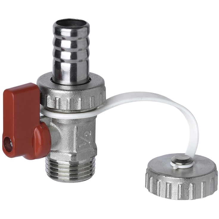 Kuglehane med slangestuds, slutmuffe og kæde, 1/2"