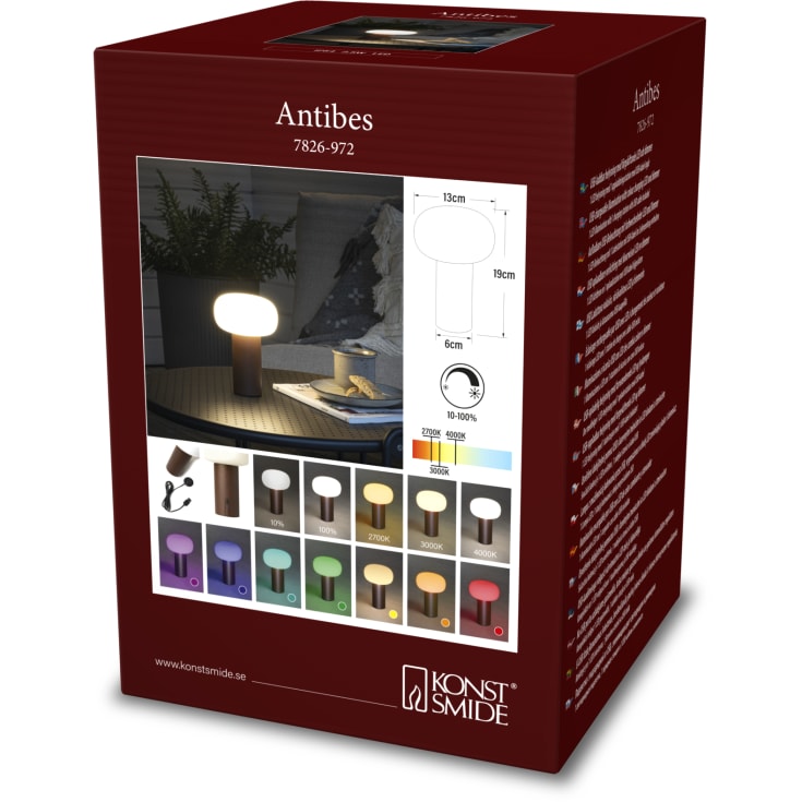 Konstsmide Antibes uppladdningsbar bordslampa, rost