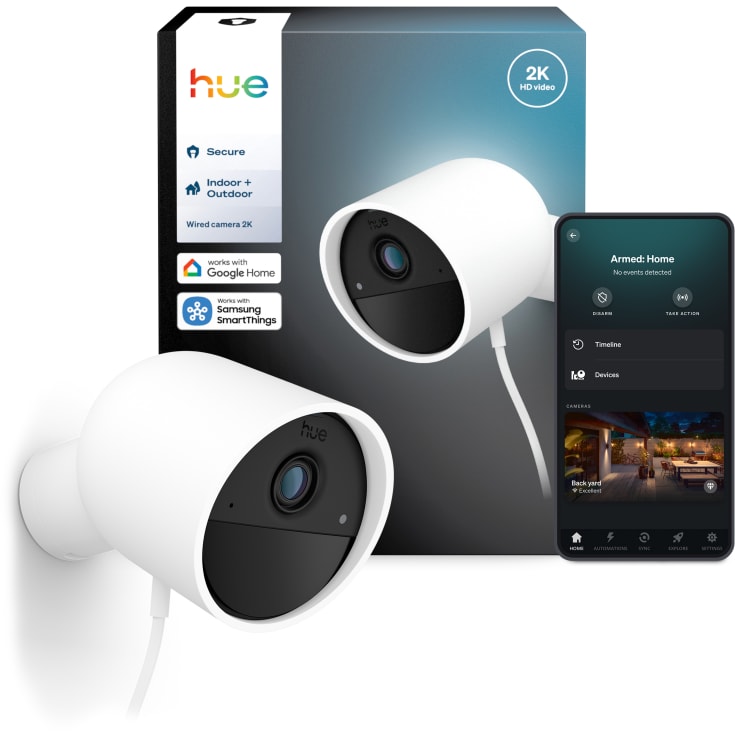Philips Hue Secure kabel overvåkningskamera, 2K, hvit