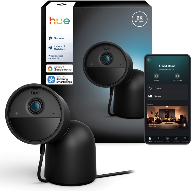 Philips Hue Secure overvågningskamera med bordholder, 2K, sort