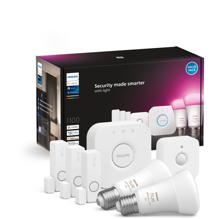 Hue Secure startsæt 2 x E27 + 3 x Secure sensor+bevægelsessensor
