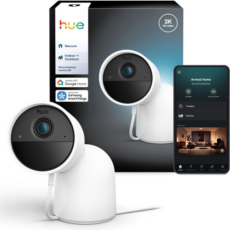 Philips Hue Secure overvågningskamera med bordholder, 2K, hvid