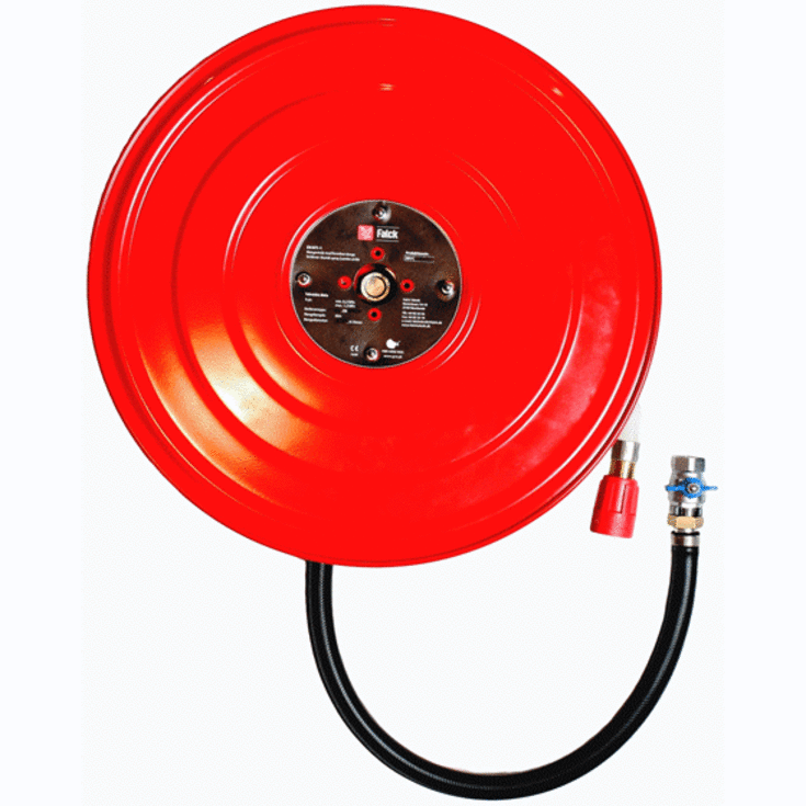 Falck slangevinde. Model 1 fast på væg. 30 meter 3/4" slange