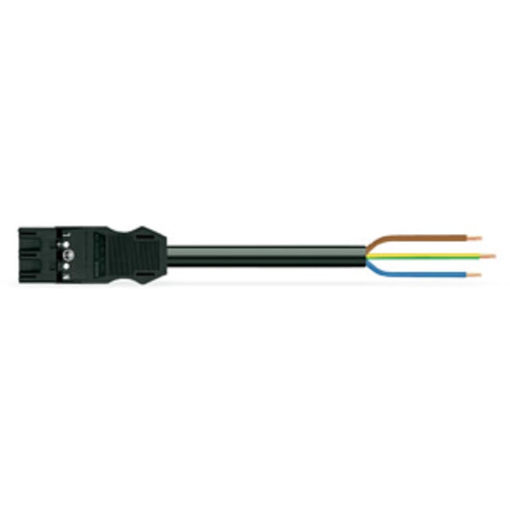 Tilslutningskabel 3m 3G1,5 han-fri sort