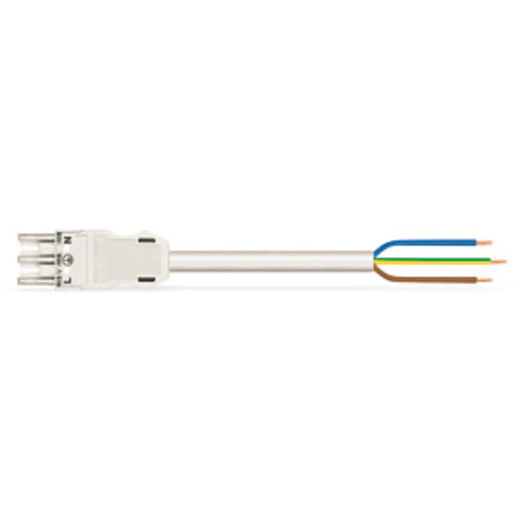 Tilslutningskabel 2m 3G2,5 hun-fri, Eca, hvid, kodning A