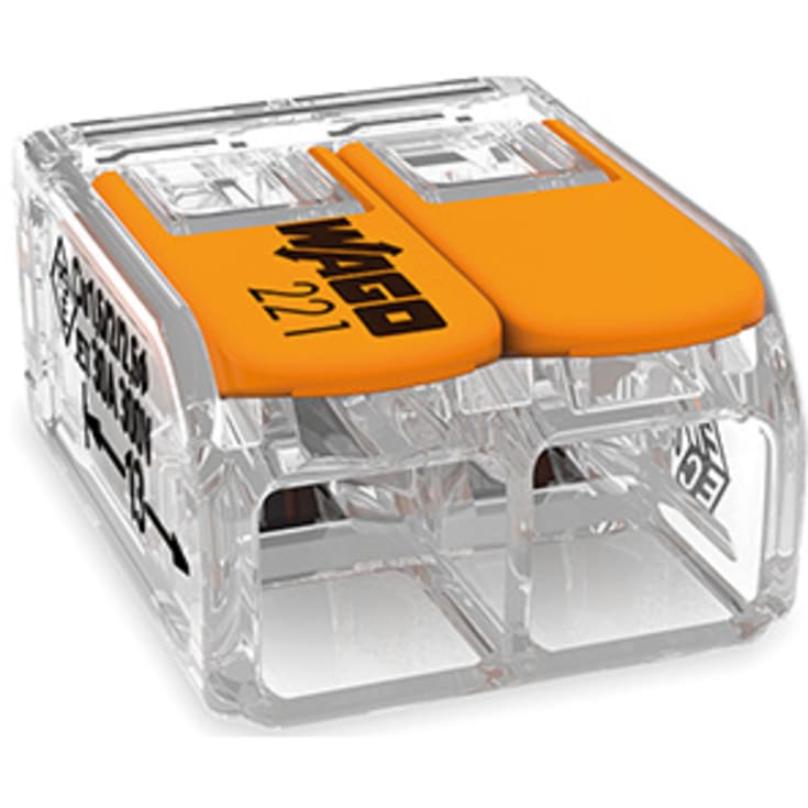 50 stk Samlemuffe 2x0,5-6 mm² transparent med orange pal, serie 221