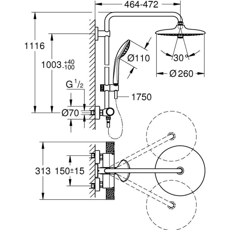 Grohe Euphoria System 260 brusesæt, sort