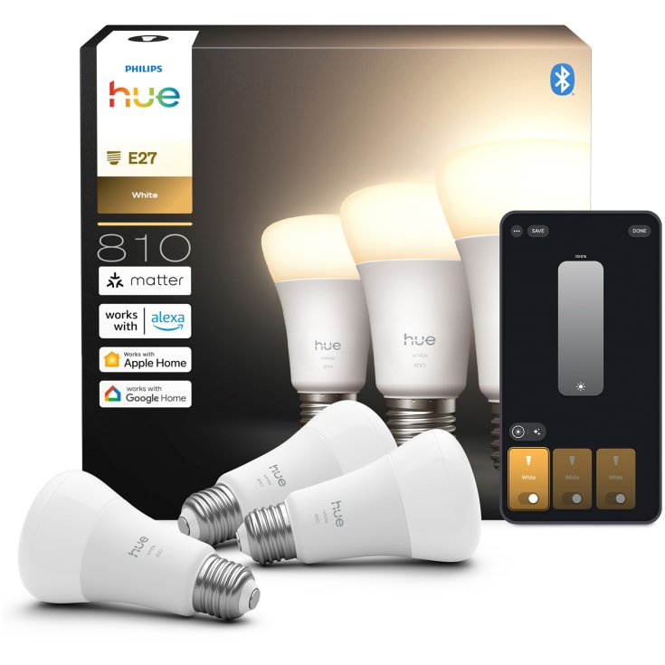 Philips Hue White lyskilde E27 7W 810 lumen 3-pak