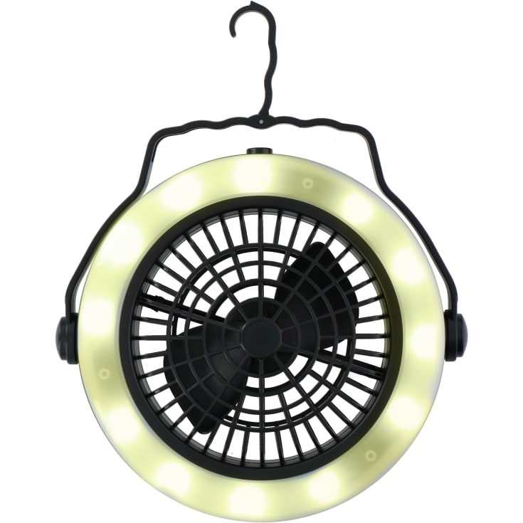 Grundig lampe med vifte, batteridrevet, sort