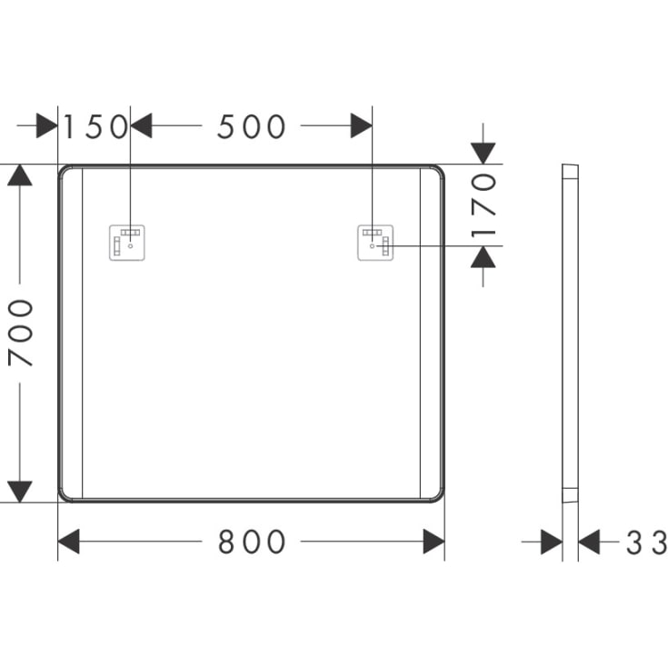 Hansgrohe Xarita Lite Q spegel med belysning, 80x70 cm, vit