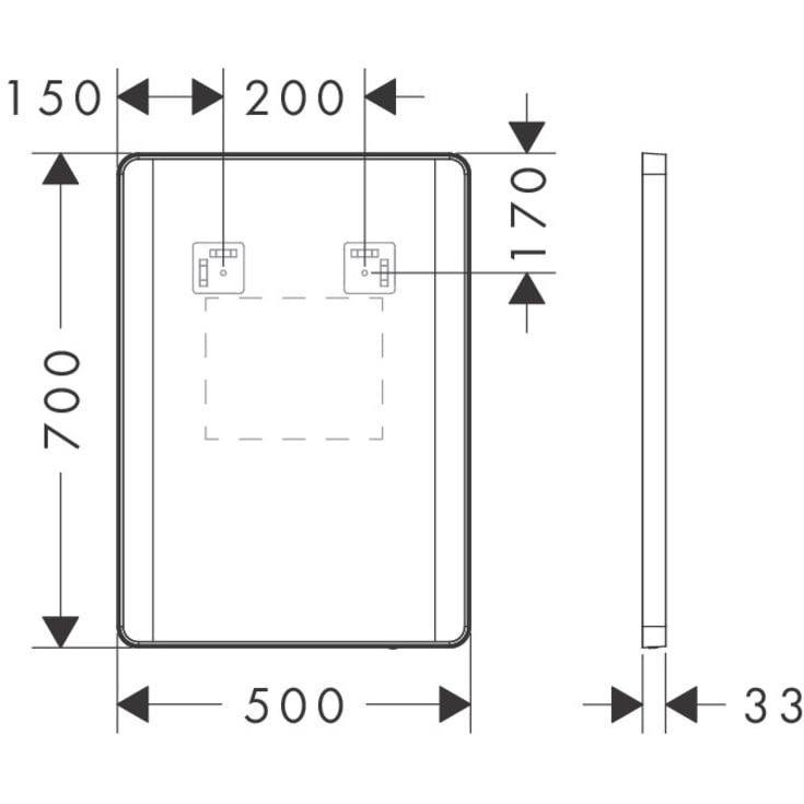 Hansgrohe Xarita Lite Q spegel med belysning, sensor, 50x70 cm, vit