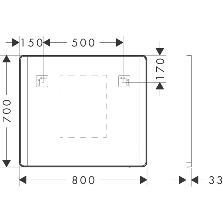 Hansgrohe Xarita Lite Q spejl med lys, sensor, 80x70 cm, sort