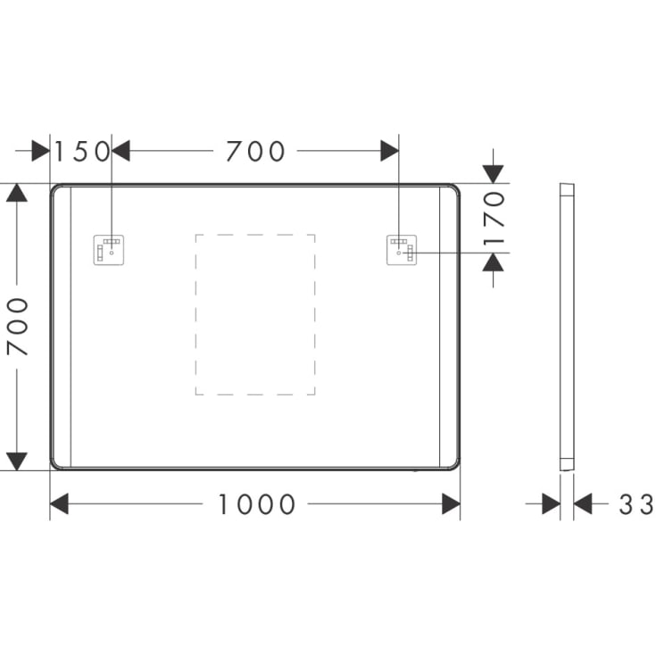 Hansgrohe Xarita Lite Q spegel med belysning, sensor, 100x70 cm, vit