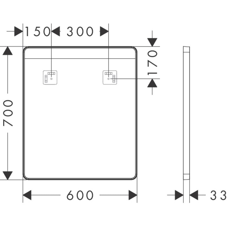 Hansgrohe Xarita Lite Q speil med lys, 60x70 cm, hvit