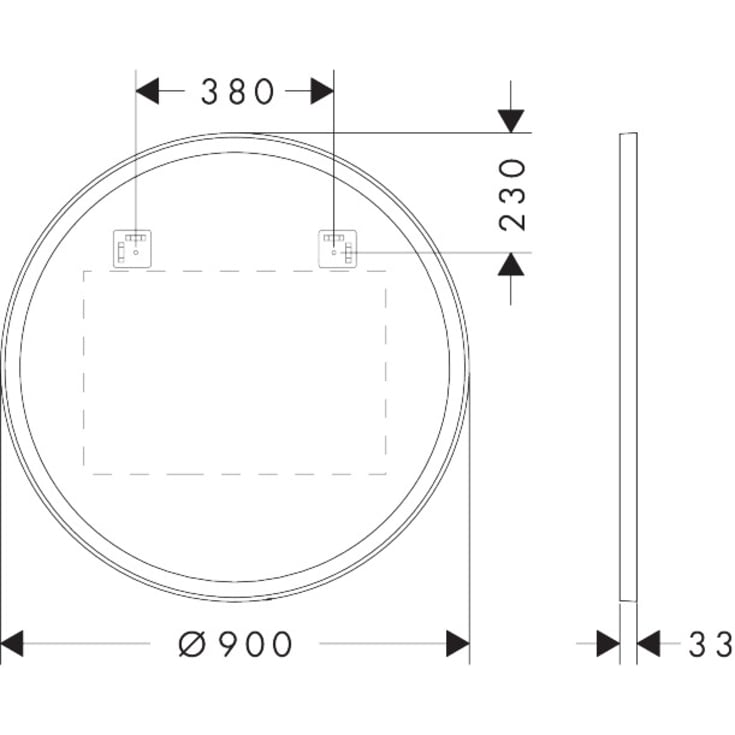 Hansgrohe Xarita Lite S spejl med lys, sensor, Ø90 cm, hvid