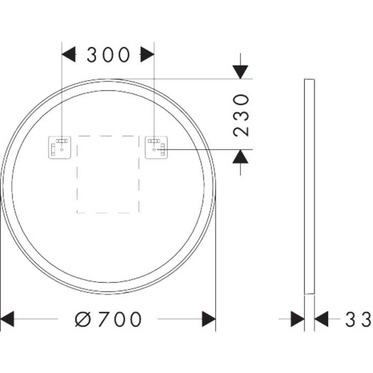 Hansgrohe Xarita Lite S spejl med lys, sensor, Ø70 cm, hvid