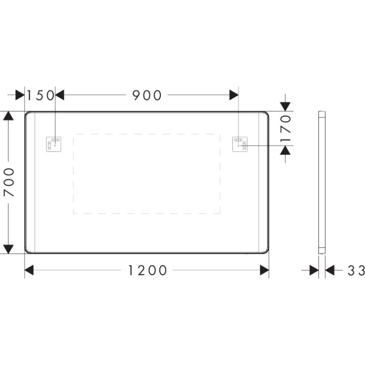 Hansgrohe Xarita Lite Q speil med lys, sensor, 120x70 cm, hvit