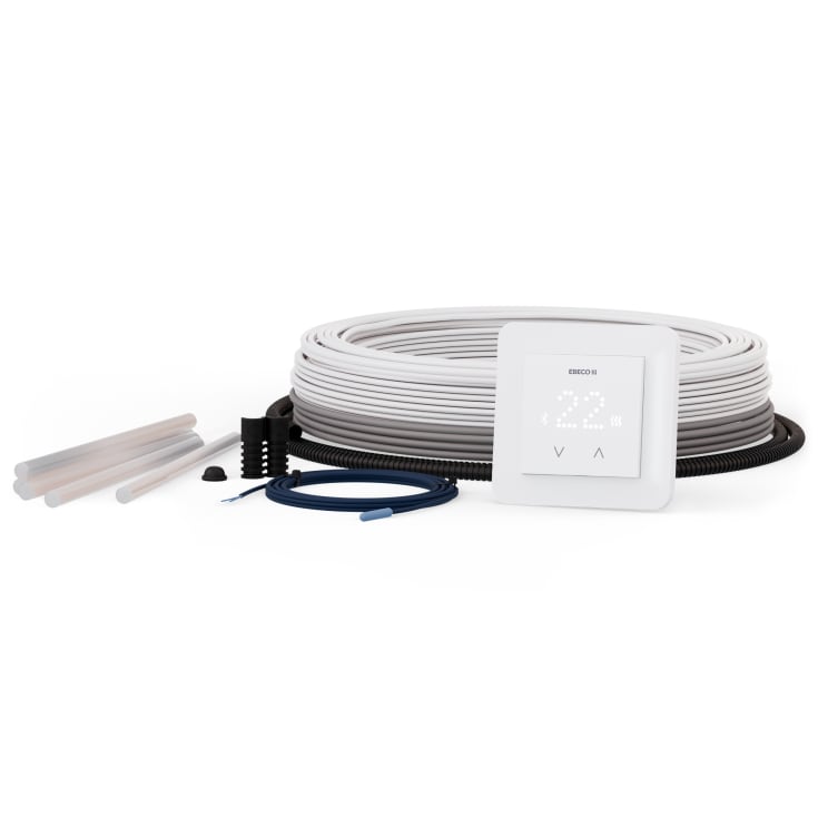 Ebeco gulvvarmesæt med varmekabel & termostat, bluetooth, 540W, 49 meter