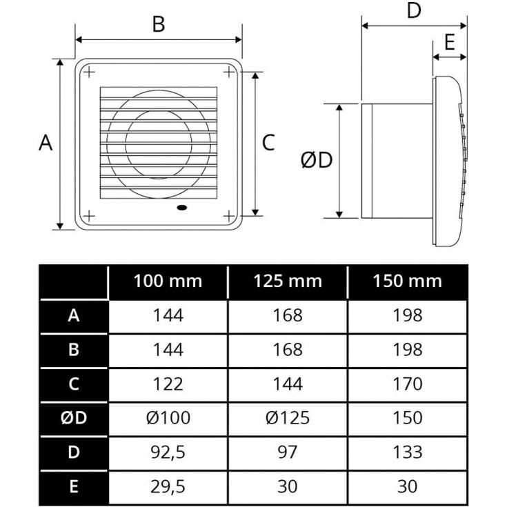 Flexit 100BP baderomsvifte, med snorbryter, Ø100 mm, hvit