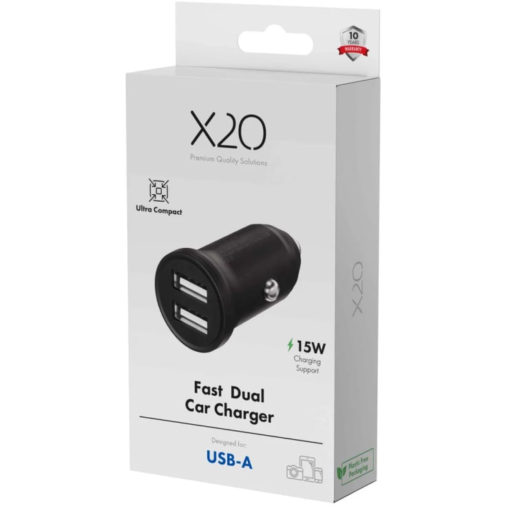 X2O 2x12w dubbel billaddare USB-A/A svart