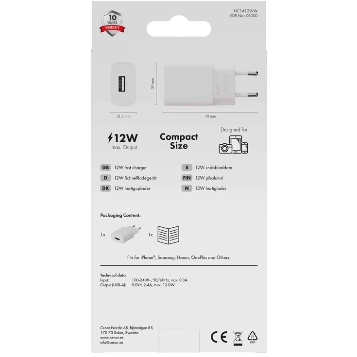 X2O 20w dubbel hemladdare USB-C/a nätadapter vit