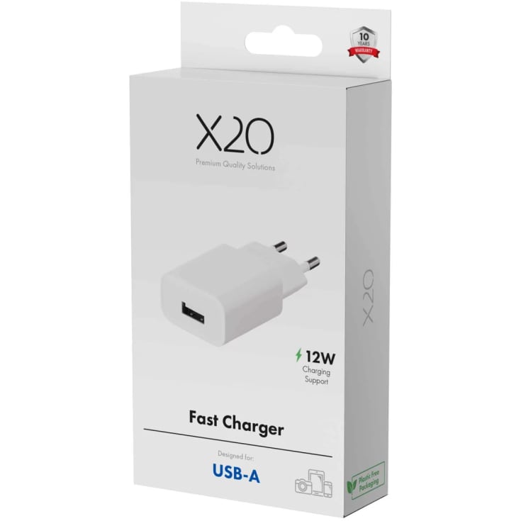 X2O 20w dubbel hemladdare USB-C/a nätadapter vit