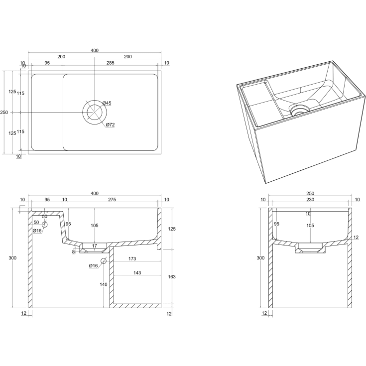 Copenhagen Bath Modul LR 40 servant høy, 40x25 cm, hvit matt
