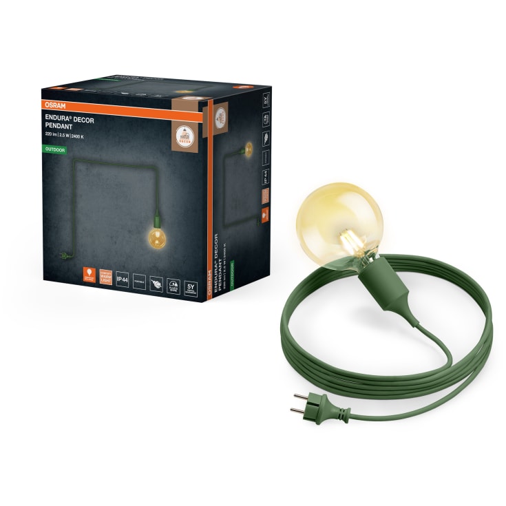 Osram Endura Decor pendellampa utomhus, 5 meter, grön