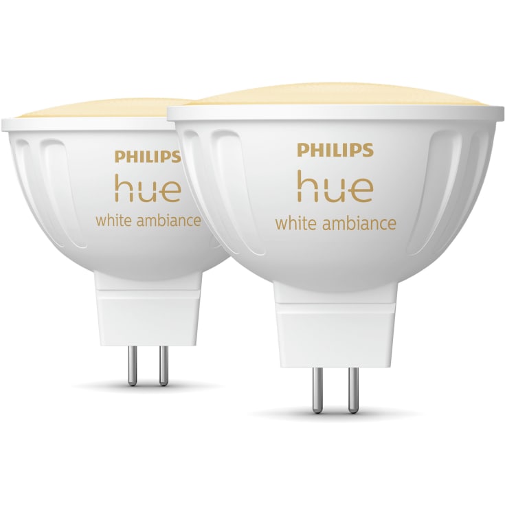 Philips Hue White Ambiance MR16 spotpærer, 5,1W, 12V, 2-pak