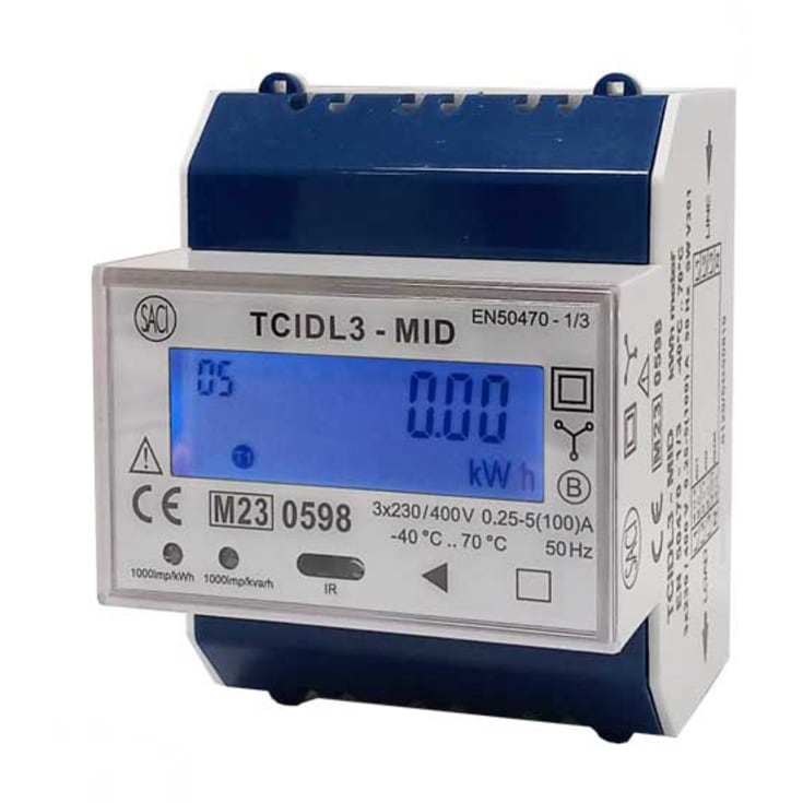 kWh mäter 3-fas 10 (80) A 4-modul, MID 4 liter 4-tariffer