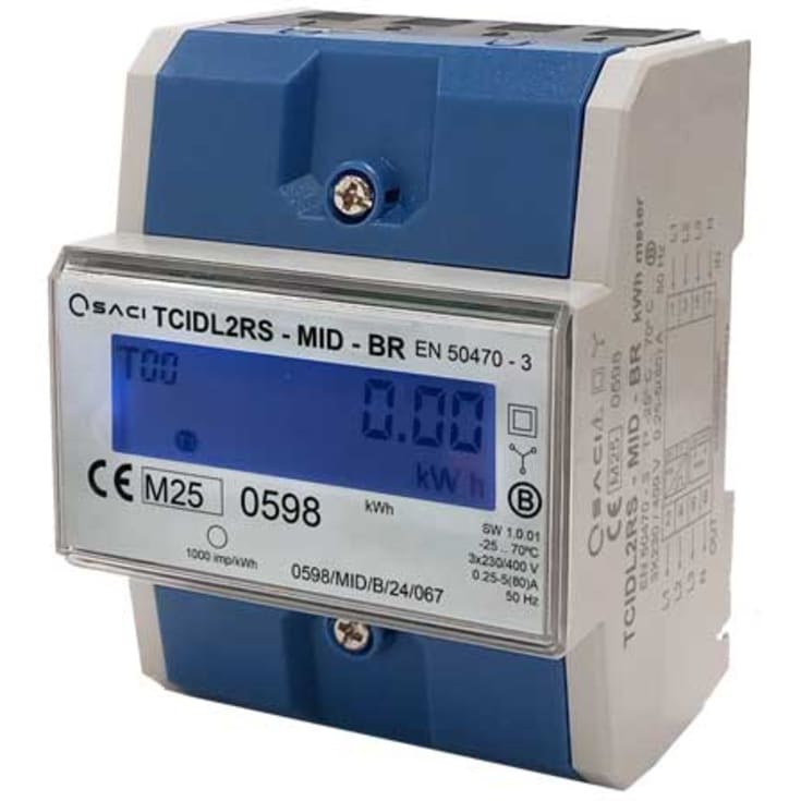 kWh-mätare 3-fas 10 (80)A 4-modul, MID