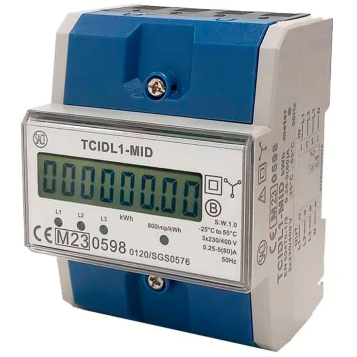 kWh-mätare 3-fas 10 (80)A 4-modul, MID