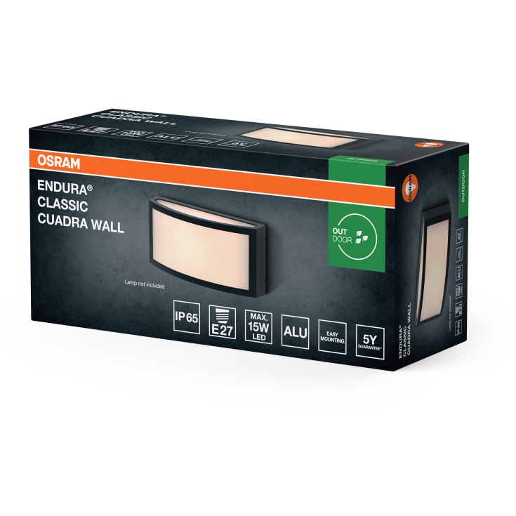 Osram Endura Classic Cuadra udendørs væglampe, E27, grå