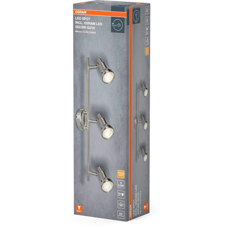 Osram Spot, GU10, 2,6 W, 2700 K, 3X2,6W