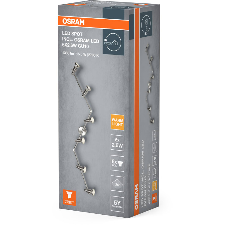 Osram Spot, GU10, 2,6 W, 2700 K, 6X2,6W