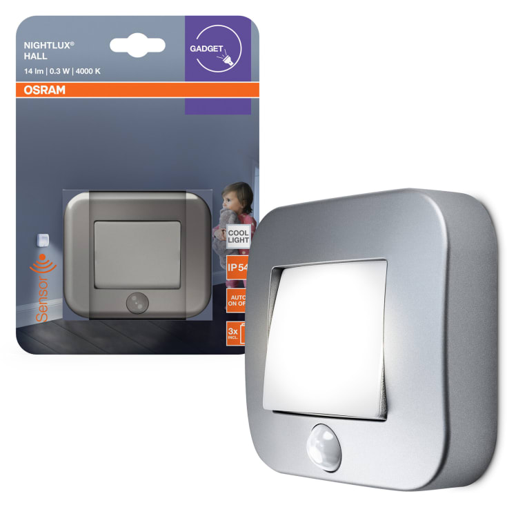 Osram Nightlux Hall nattlampa med sensor, silver