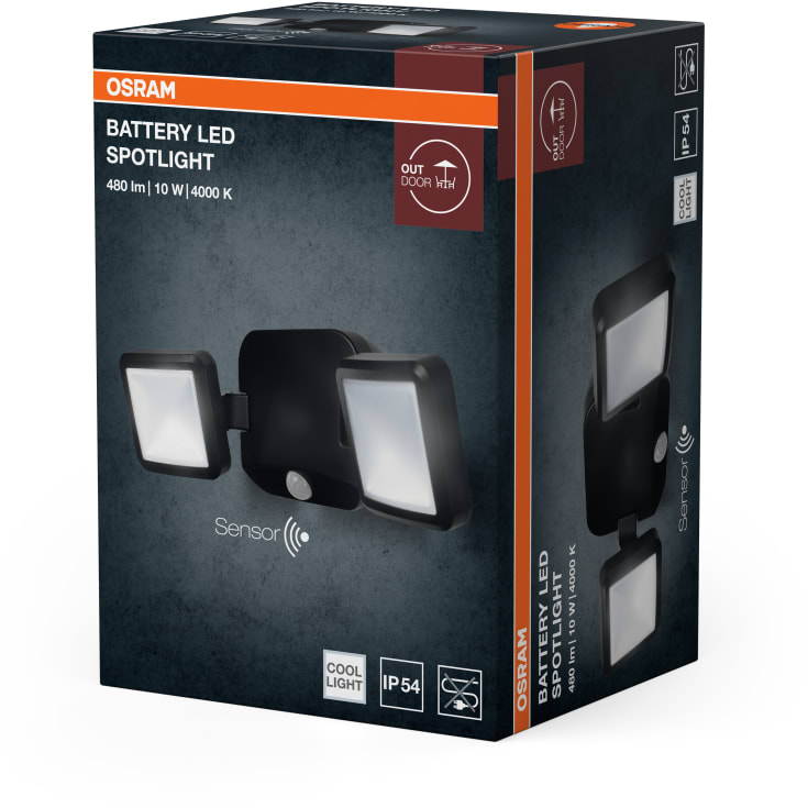 Osram Battery LED Spot Double 480lm 10W/840 332mm sort