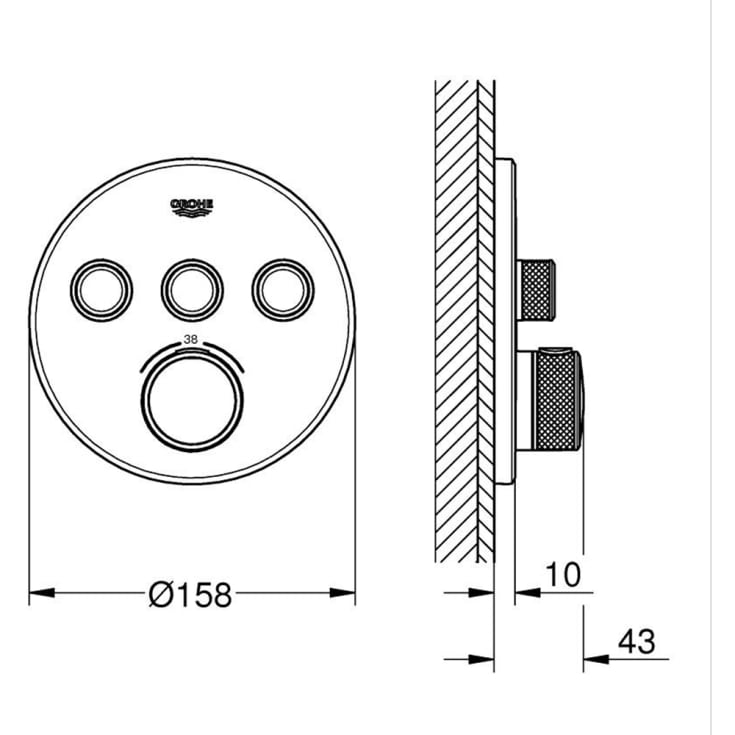 Grohe Grohtherm SmartControl brusearmatur, mat sort
