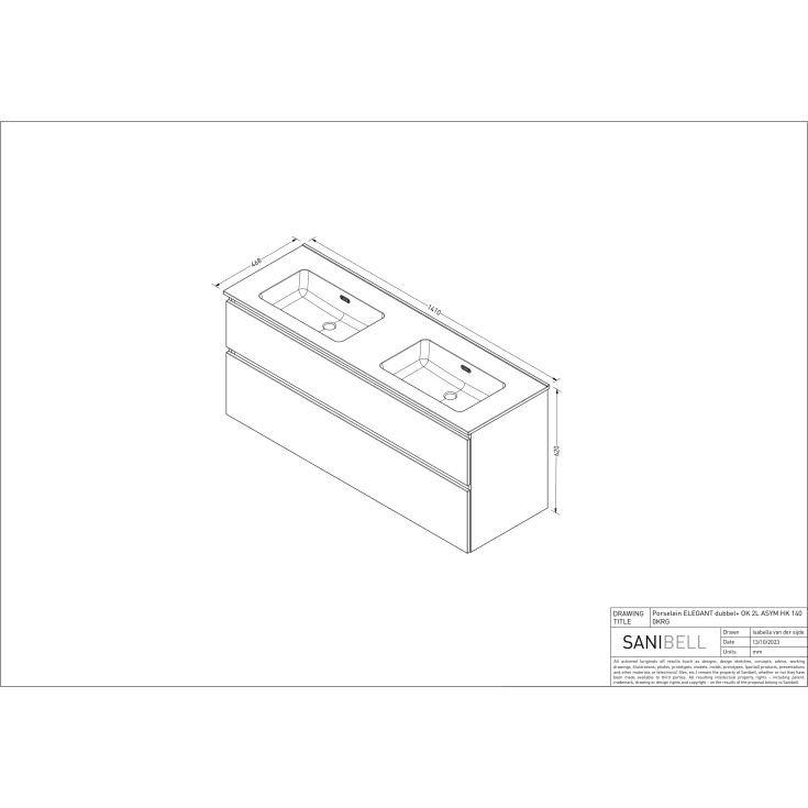 Sanibell Proline møbelpakke, 141x46,8 cm, rå eik