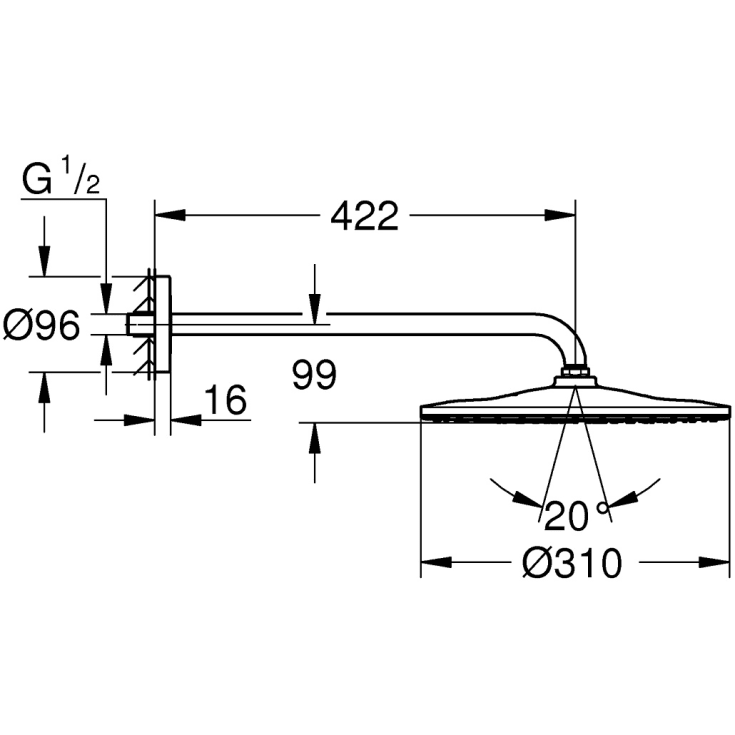 Grohe Rainshower Mono brusehoved, Ø31 cm, krom