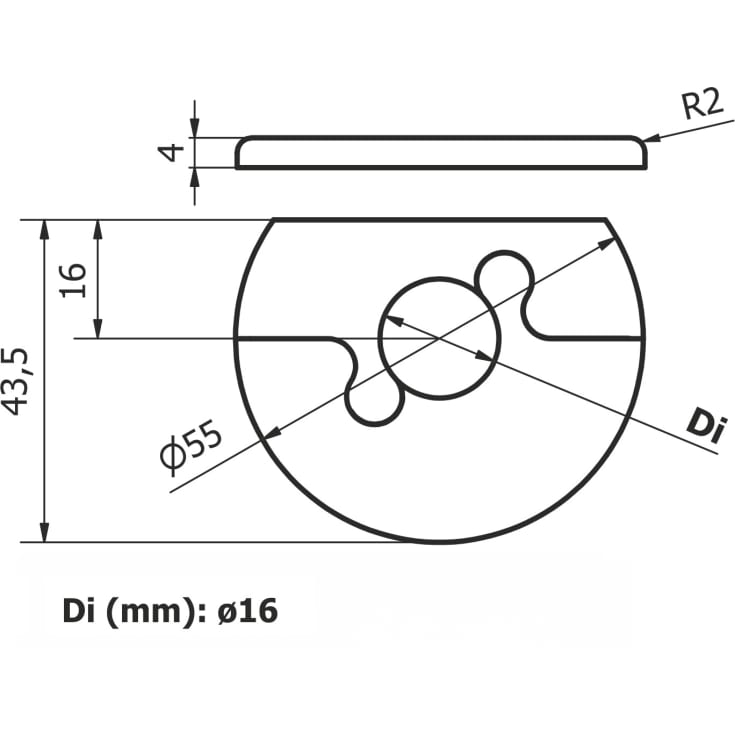 Alu Fit roset, 15 mm, børstet messing