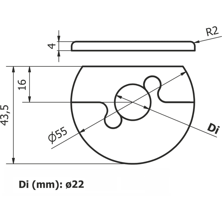 Alu Fit roset, 22 mm, børstet sort