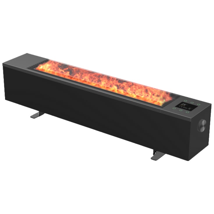 Aeno premium elradiator 2000W, flammeeffekt, sort